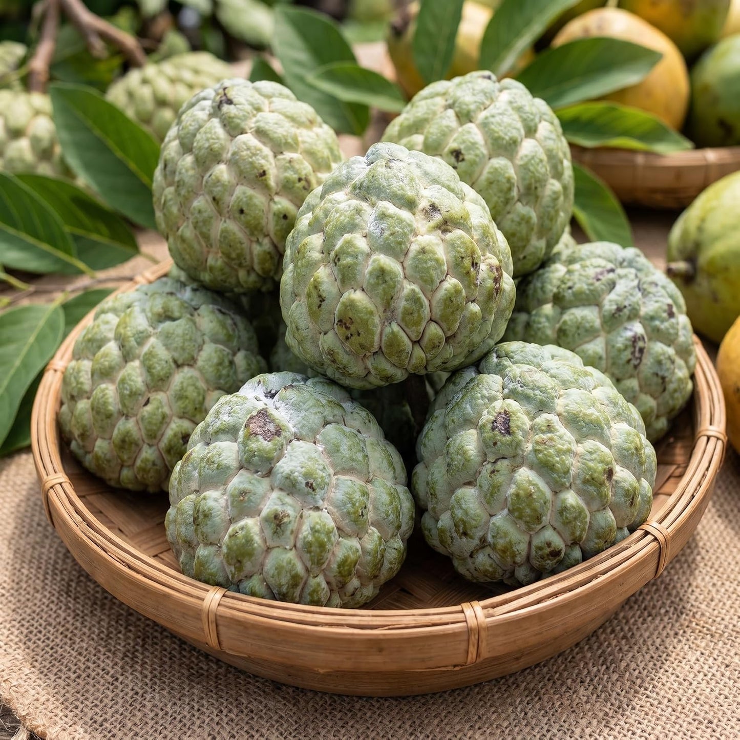 Sugar Apple Tree 2-3 Feet Tall in 3 Gallon Pot, Sweet Tropical Fruit Tree, Backyard and Container Planting, No CA (Yellow Sugar Apple)