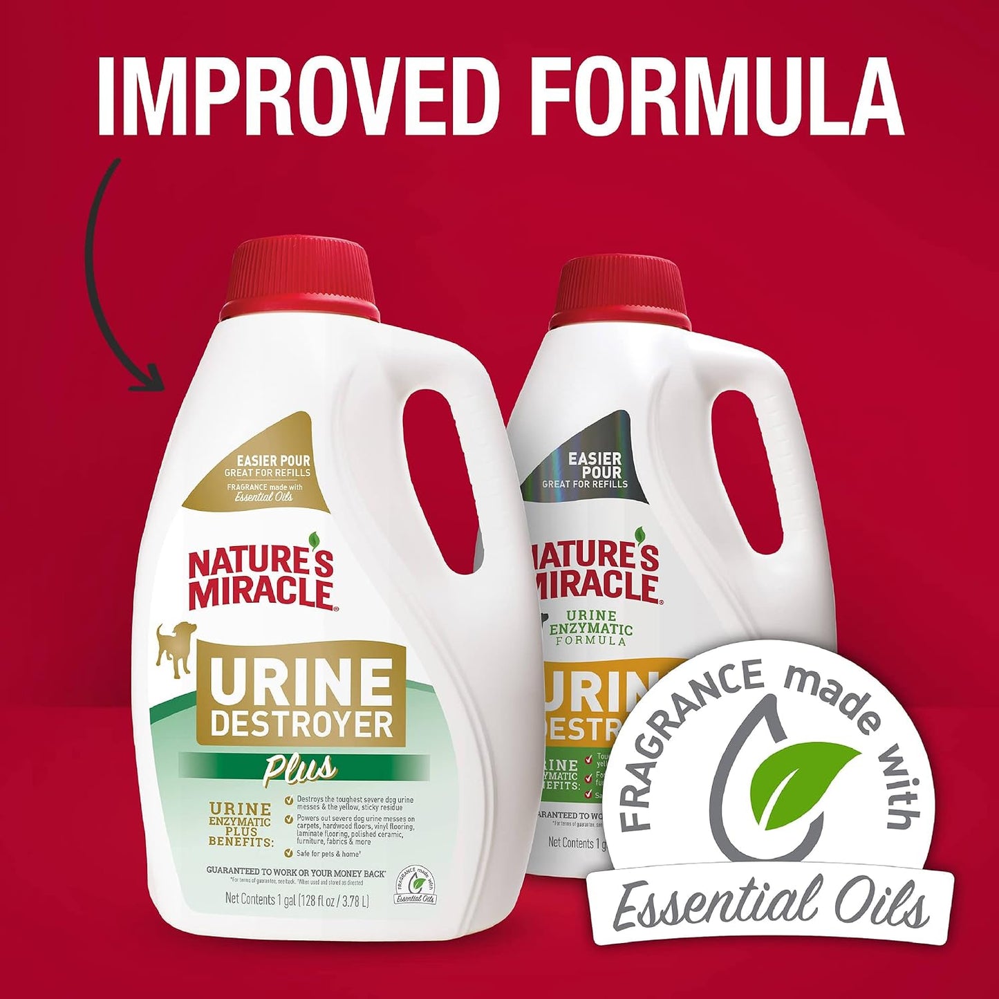 Urine Destroyer Plus for Dogs, Enzymatic Formula Tough on Strong Dog Urine And The Yellow Sticky Residue, 1 Gal