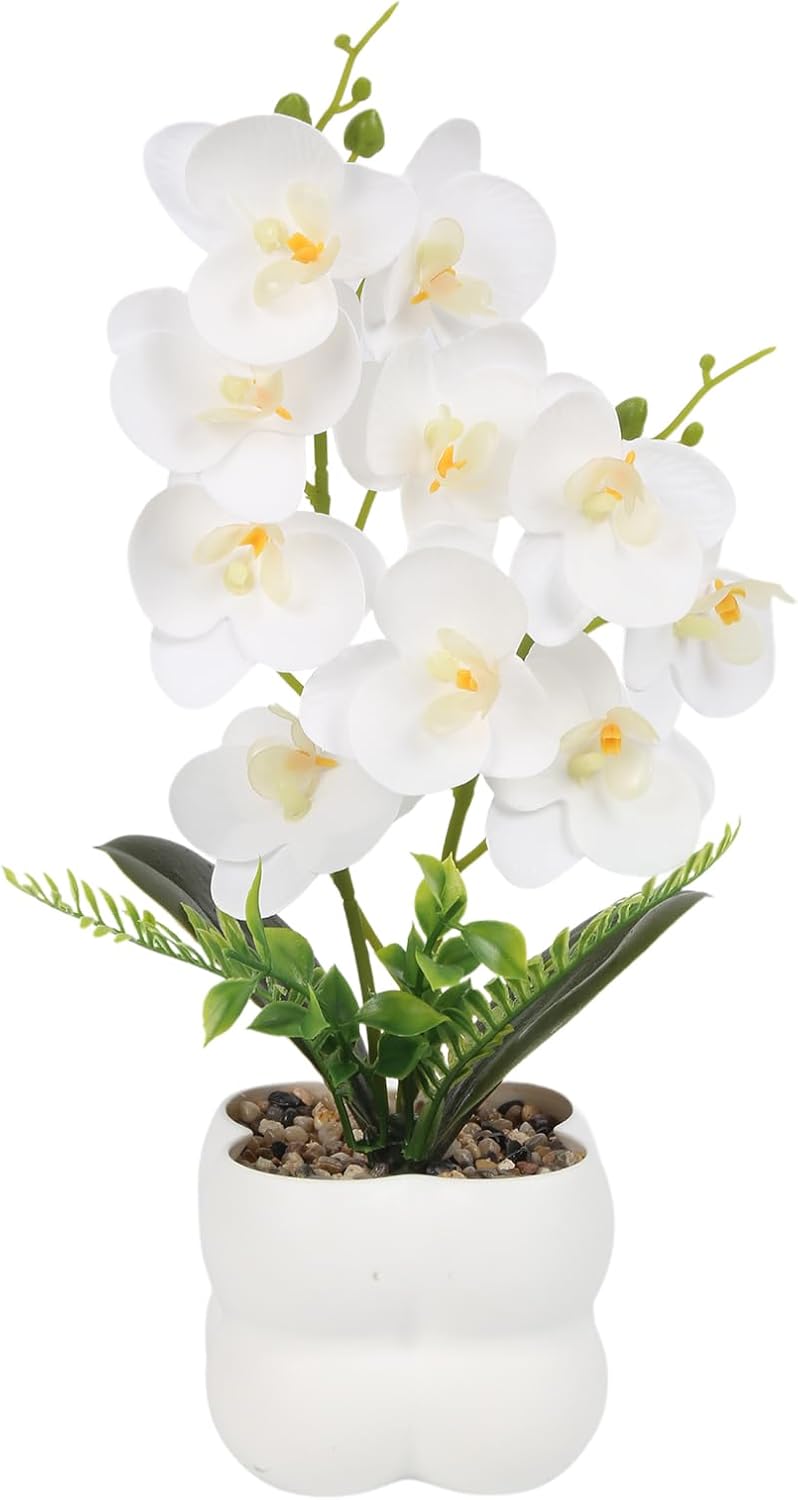 Pink Artificial Orchids Flowers in Pot 14" Tall Realistic Faux Phalaenopsis