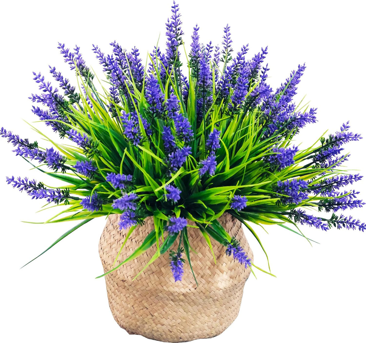 Rowfad 22 Pcs Artificial Outdoor Flowers UV Resistant Lavender Fake Greenery Plants Grass with Purple Flowers for Pot Decor for Window Garden Patio Hanging Planter Pathway Front Porch (22, Purple)