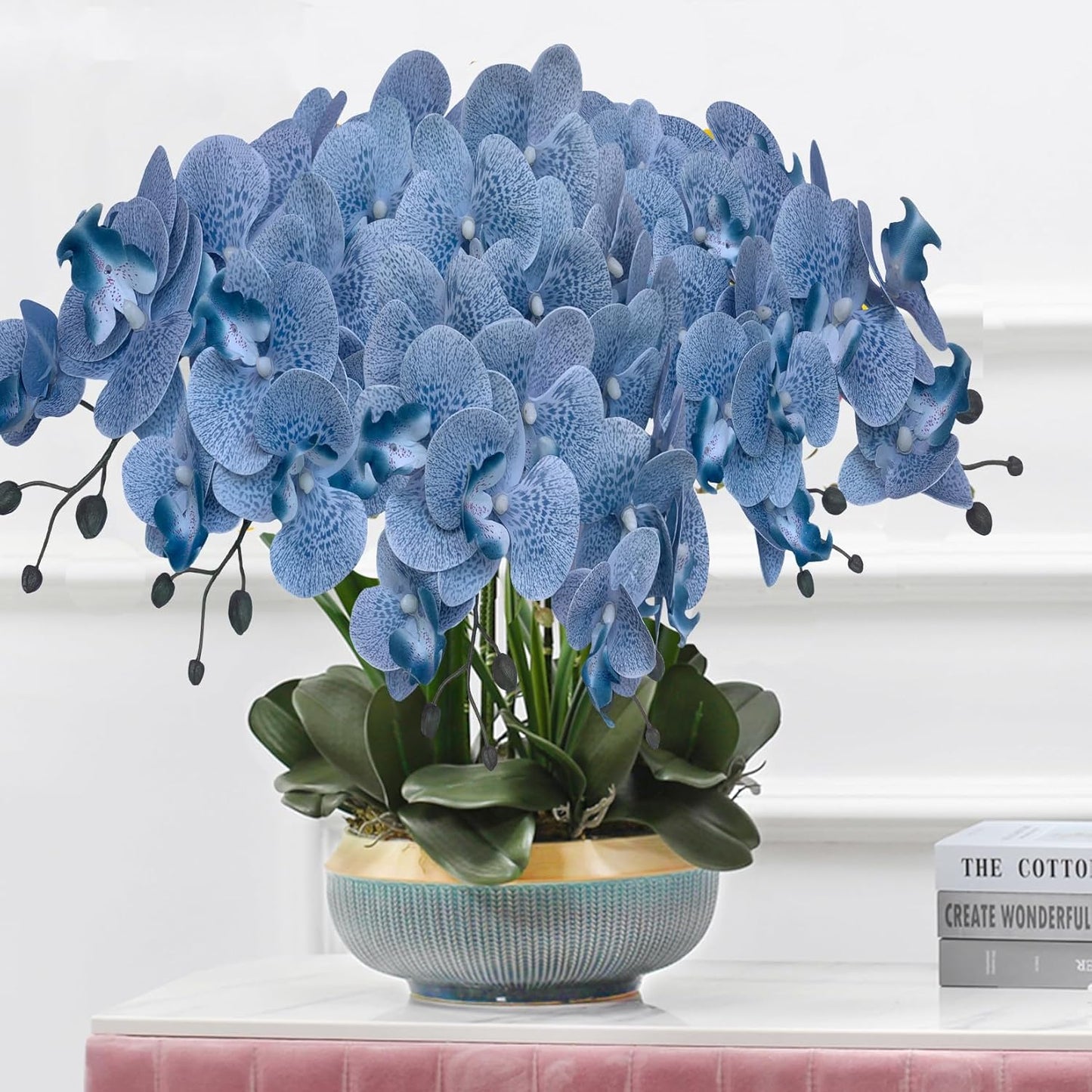 32" Artificial Phalaenopsis Flowers 6 Pcs Artificial Orchid Flowers Stem Plants for Home Décor (6Pcs)