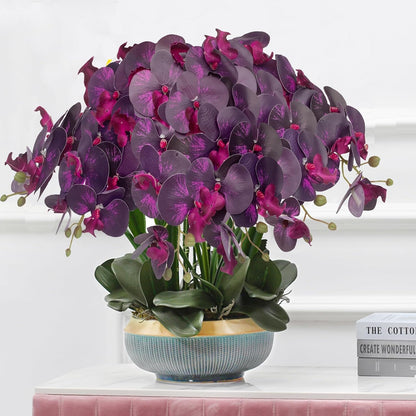 32" Artificial Phalaenopsis Flowers 6 Pcs Artificial Orchid Flowers Stem Plants for Home Décor (6Pcs)