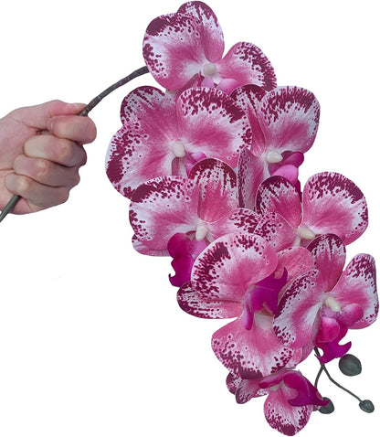 32" Artificial Phalaenopsis Flowers 6 Pcs Artificial Orchid Flowers Stem Plants for Home Décor (6Pcs)