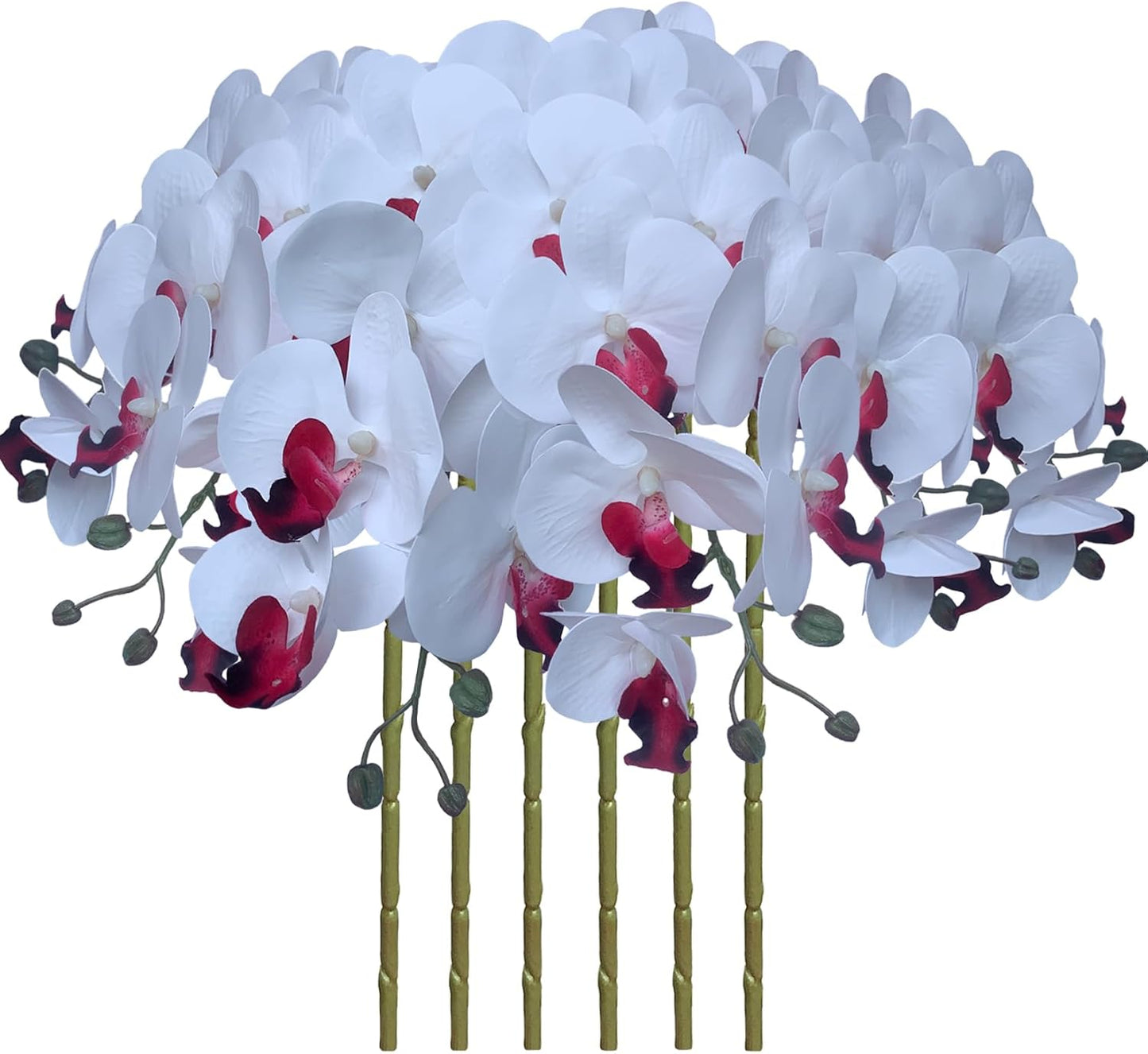 32" Artificial Phalaenopsis Flowers 6 Pcs Artificial Orchid Flowers Stem Plants for Home Décor (6Pcs)
