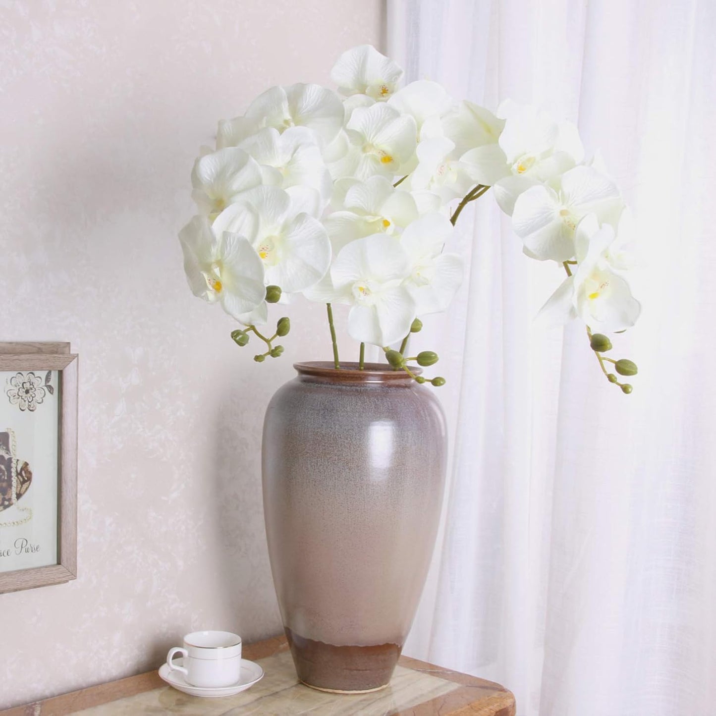 32" Artificial Phalaenopsis Flowers 6 Pcs Artificial Orchid Flowers Stem Plants for Home Décor (6Pcs)