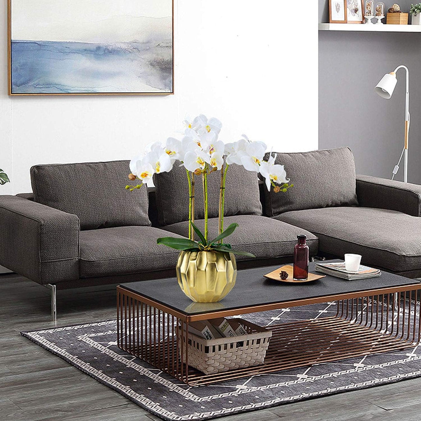 32" Artificial Phalaenopsis Flowers 6 Pcs Artificial Orchid Flowers Stem Plants for Home Décor (6Pcs)