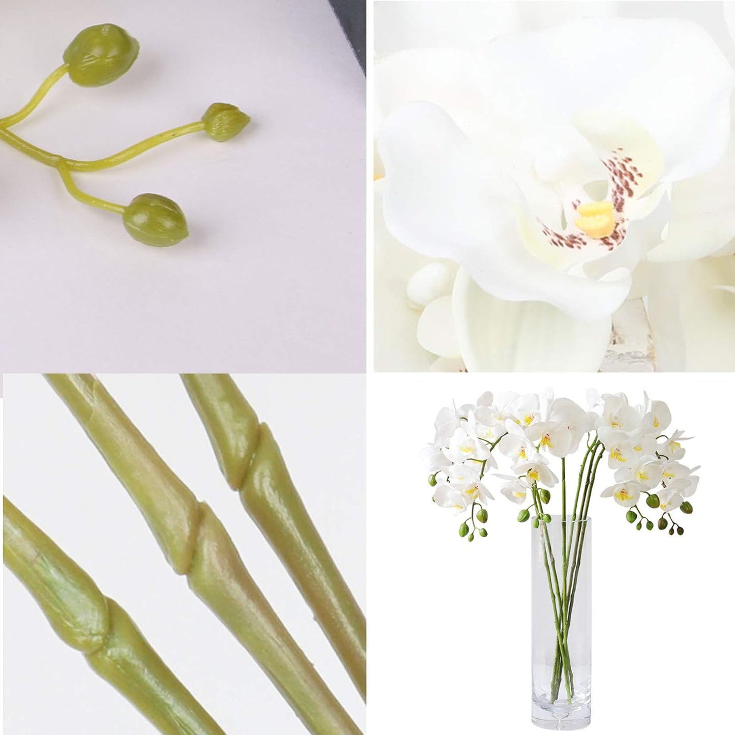 32" Artificial Phalaenopsis Flowers 6 Pcs Artificial Orchid Flowers Stem Plants for Home Décor (6Pcs)
