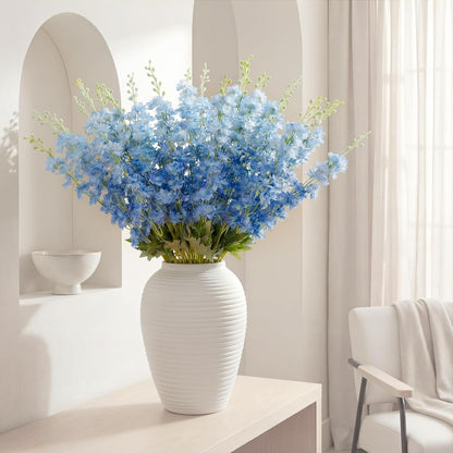 20 Pcs Delphinium Artificial Flowers - 33.5'' Long Stem Faux Flower Bulk - Fake Silk Delphinium Look Real Larkspur Flower for Wedding Home Tall Vase Table Decor(White)