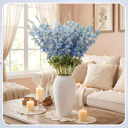 20 Pcs Delphinium Artificial Flowers - 33.5'' Long Stem Faux Flower Bulk - Fake Silk Delphinium Look Real Larkspur Flower for Wedding Home Tall Vase Table Decor(White)