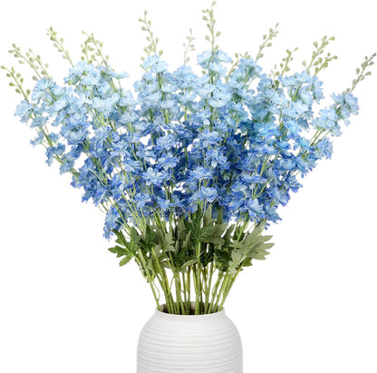 20 Pcs Delphinium Artificial Flowers - 33.5'' Long Stem Faux Flower Bulk - Fake Silk Delphinium Look Real Larkspur Flower for Wedding Home Tall Vase Table Decor(White)
