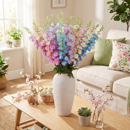 20 Pcs Delphinium Artificial Flowers - 33.5'' Long Stem Faux Flower Bulk - Fake Silk Delphinium Look Real Larkspur Flower for Wedding Home Tall Vase Table Decor(White)