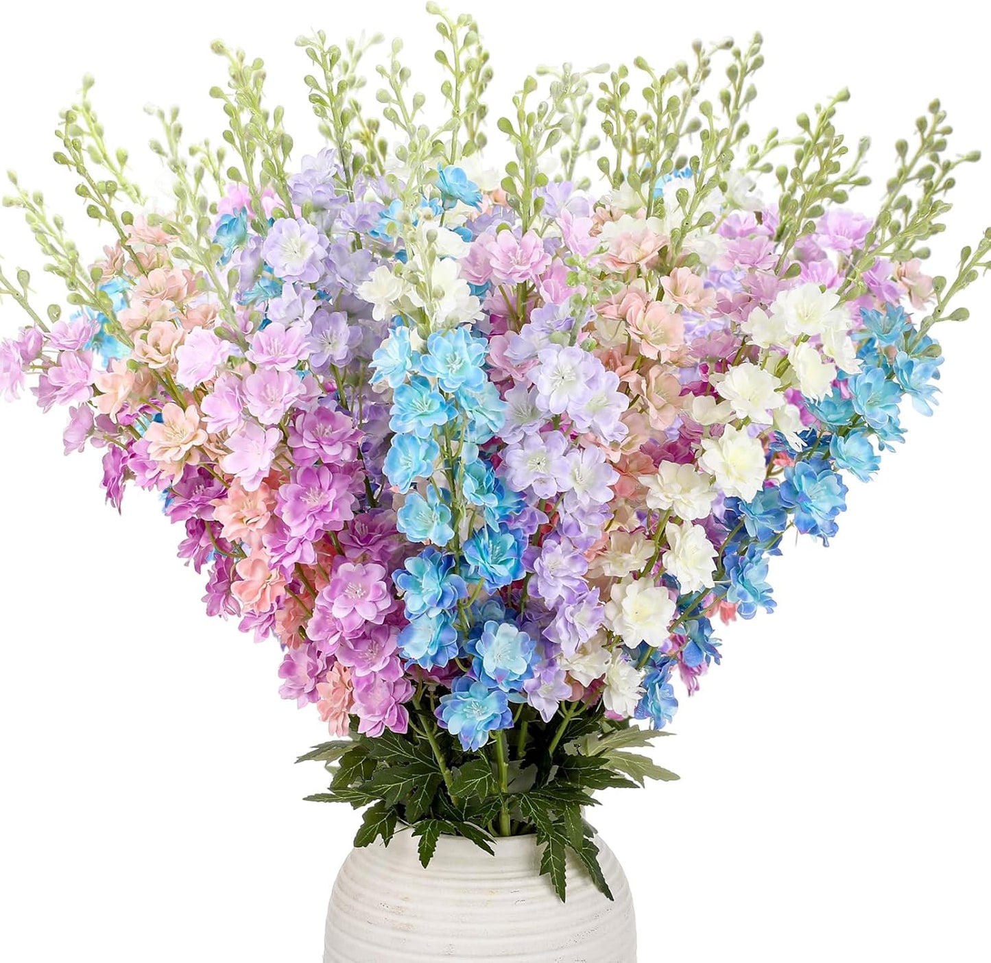 20 Pcs Delphinium Artificial Flowers - 33.5'' Long Stem Faux Flower Bulk - Fake Silk Delphinium Look Real Larkspur Flower for Wedding Home Tall Vase Table Decor(White)