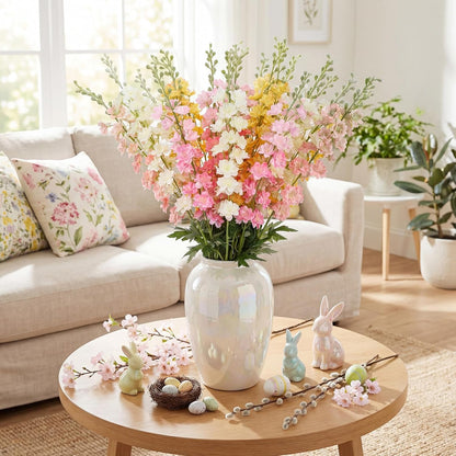 20 Pcs Delphinium Artificial Flowers - 33.5'' Long Stem Faux Flower Bulk - Fake Silk Delphinium Look Real Larkspur Flower for Wedding Home Tall Vase Table Decor(White)