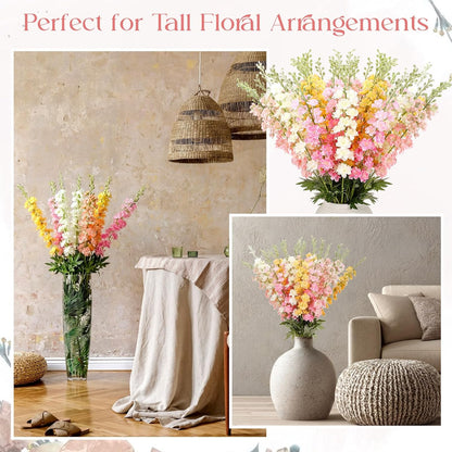 20 Pcs Delphinium Artificial Flowers - 33.5'' Long Stem Faux Flower Bulk - Fake Silk Delphinium Look Real Larkspur Flower for Wedding Home Tall Vase Table Decor(White)