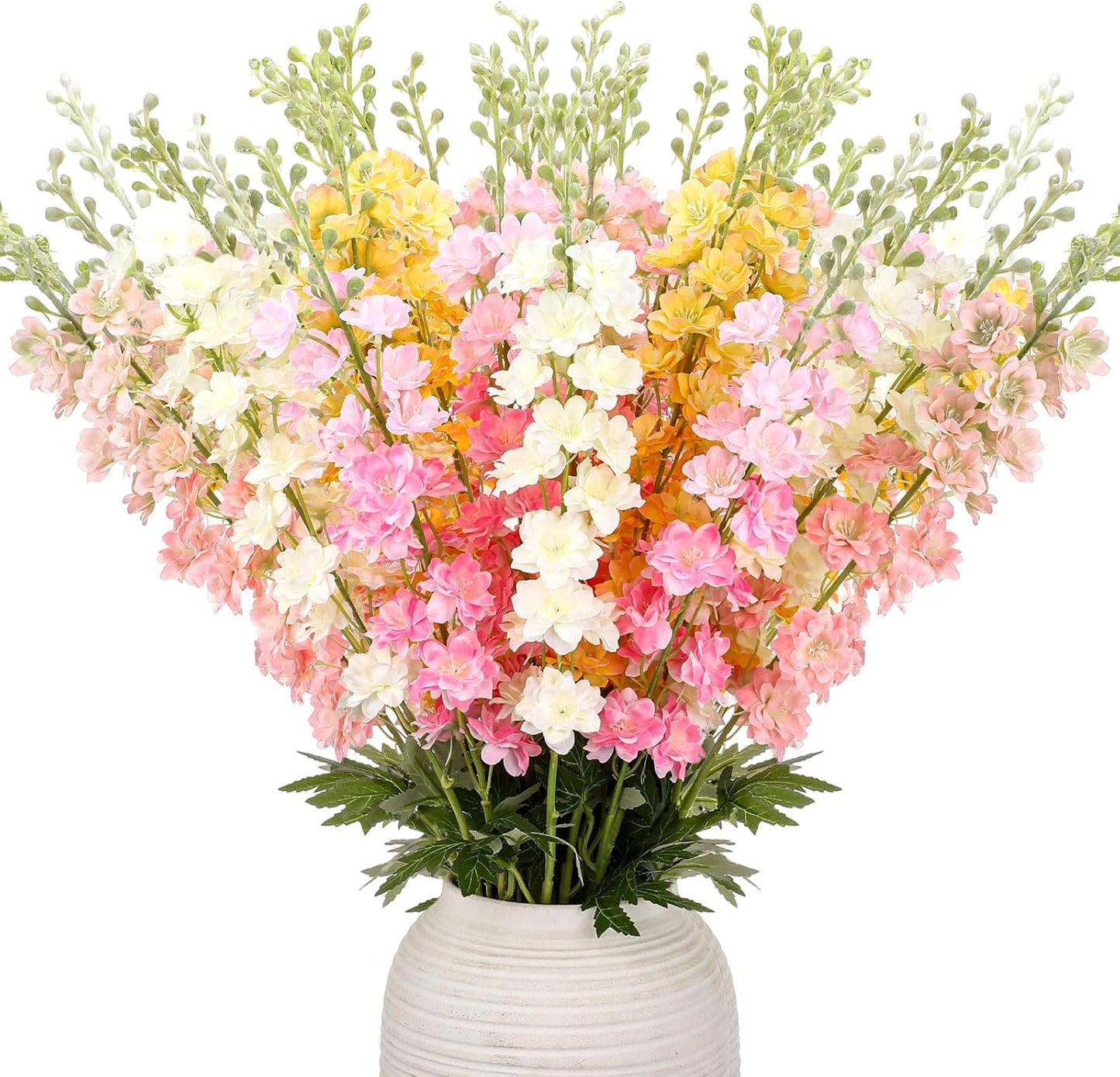20 Pcs Delphinium Artificial Flowers - 33.5'' Long Stem Faux Flower Bulk - Fake Silk Delphinium Look Real Larkspur Flower for Wedding Home Tall Vase Table Decor(White)