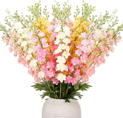 20 Pcs Delphinium Artificial Flowers - 33.5'' Long Stem Faux Flower Bulk - Fake Silk Delphinium Look Real Larkspur Flower for Wedding Home Tall Vase Table Decor(White)