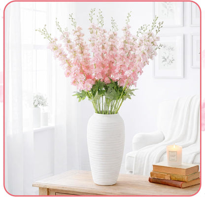 20 Pcs Delphinium Artificial Flowers - 33.5'' Long Stem Faux Flower Bulk - Fake Silk Delphinium Look Real Larkspur Flower for Wedding Home Tall Vase Table Decor(White)