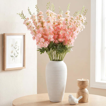 20 Pcs Delphinium Artificial Flowers - 33.5'' Long Stem Faux Flower Bulk - Fake Silk Delphinium Look Real Larkspur Flower for Wedding Home Tall Vase Table Decor(White)