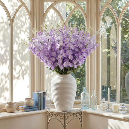 20 Pcs Delphinium Artificial Flowers - 33.5'' Long Stem Faux Flower Bulk - Fake Silk Delphinium Look Real Larkspur Flower for Wedding Home Tall Vase Table Decor(White)