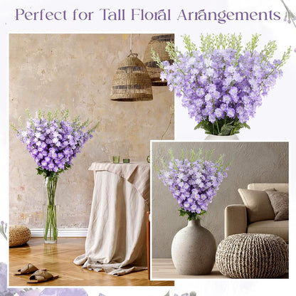 20 Pcs Delphinium Artificial Flowers - 33.5'' Long Stem Faux Flower Bulk - Fake Silk Delphinium Look Real Larkspur Flower for Wedding Home Tall Vase Table Decor(White)