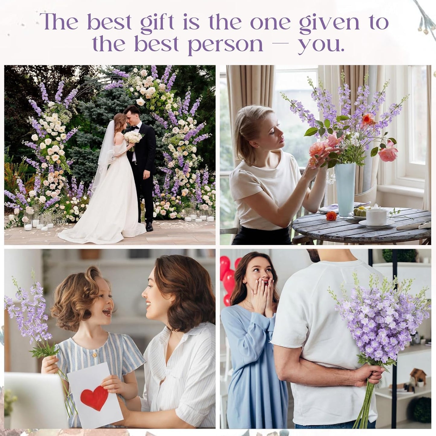 20 Pcs Delphinium Artificial Flowers - 33.5'' Long Stem Faux Flower Bulk - Fake Silk Delphinium Look Real Larkspur Flower for Wedding Home Tall Vase Table Decor(White)