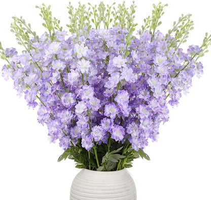 20 Pcs Delphinium Artificial Flowers - 33.5'' Long Stem Faux Flower Bulk - Fake Silk Delphinium Look Real Larkspur Flower for Wedding Home Tall Vase Table Decor(White)