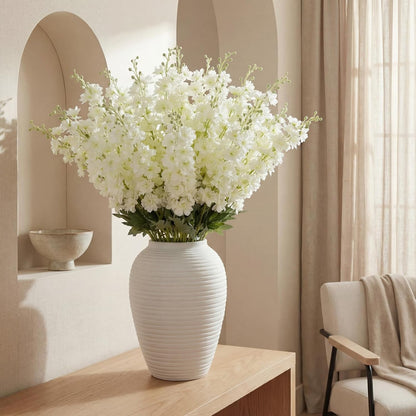 20 Pcs Delphinium Artificial Flowers - 33.5'' Long Stem Faux Flower Bulk - Fake Silk Delphinium Look Real Larkspur Flower for Wedding Home Tall Vase Table Decor(White)