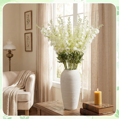 20 Pcs Delphinium Artificial Flowers - 33.5'' Long Stem Faux Flower Bulk - Fake Silk Delphinium Look Real Larkspur Flower for Wedding Home Tall Vase Table Decor(White)