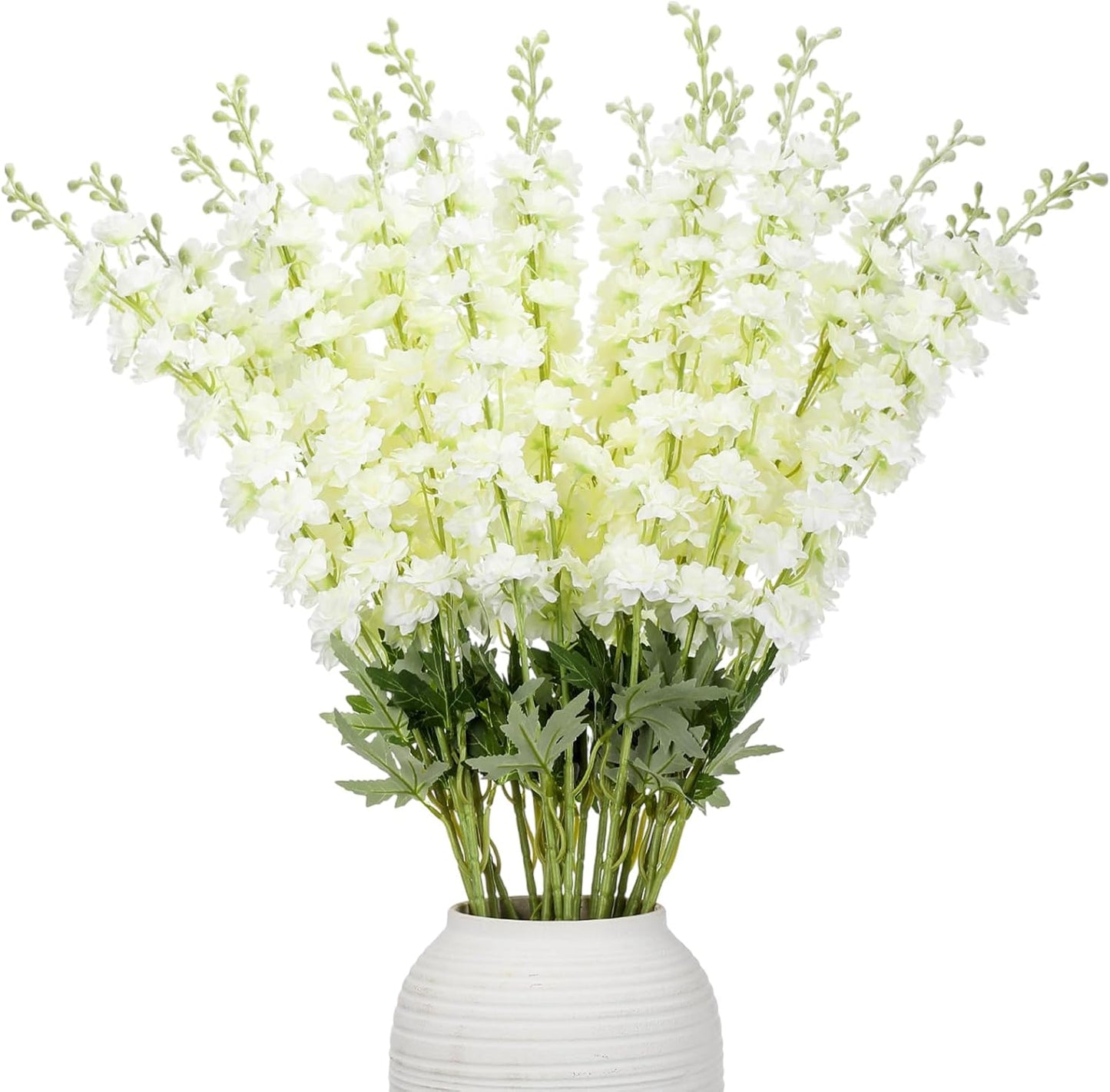 20 Pcs Delphinium Artificial Flowers - 33.5'' Long Stem Faux Flower Bulk - Fake Silk Delphinium Look Real Larkspur Flower for Wedding Home Tall Vase Table Decor(White)