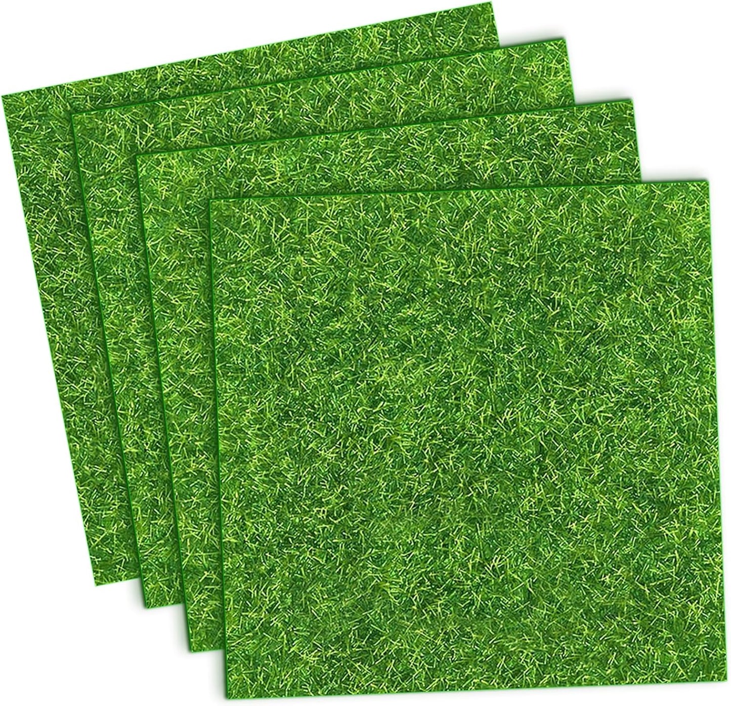 4 Packs 6x6 Inch Cuttable Artificial Grass Squares, Realistic Fake Grass Mats, Mini Craft Turf Tiles for Fairy Garden Accessories, Dollhouse Decor, DIY Craft and Diorama Supplies
