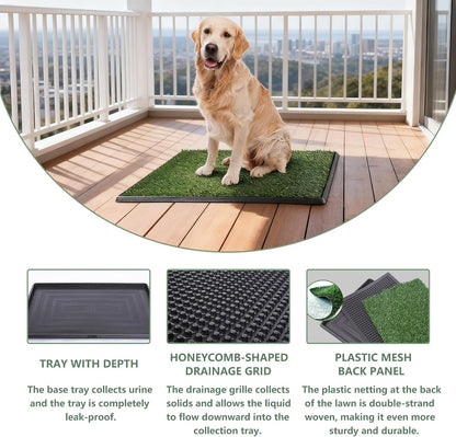 Artificial Grass Dog Pee Pad with Tray, Reusable 3-Layer Pet Potty Training Mat for Indoor & Outdoor Use, Washable Puppy Pad for Small and Medium Dogs (30 Inch x 20 Inch)