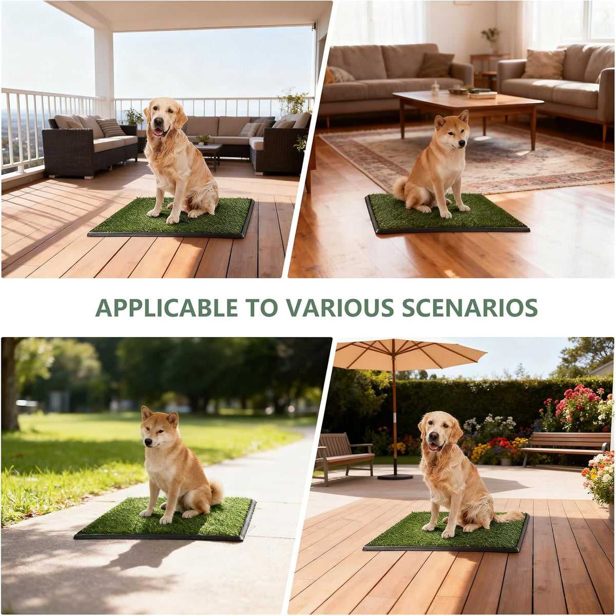 Artificial Grass Dog Pee Pad with Tray, Reusable 3-Layer Pet Potty Training Mat for Indoor & Outdoor Use, Washable Puppy Pad for Small and Medium Dogs (30 Inch x 20 Inch)