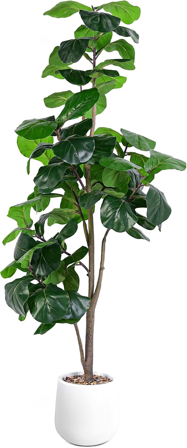 6ft Artificial Fiddle Leaf Tree Faux Plant Fake Ficus Lyrata Silk Trees