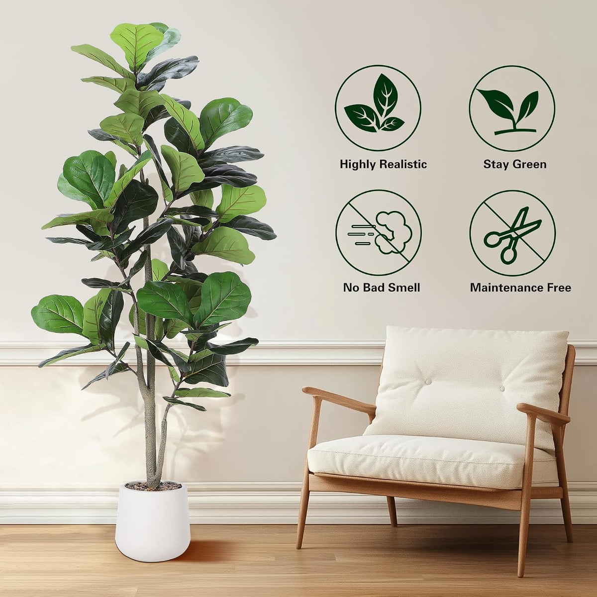 6ft Artificial Fiddle Leaf Tree Faux Plant Fake Ficus Lyrata Silk Trees