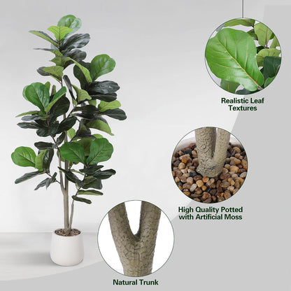 6ft Artificial Fiddle Leaf Tree Faux Plant Fake Ficus Lyrata Silk Trees
