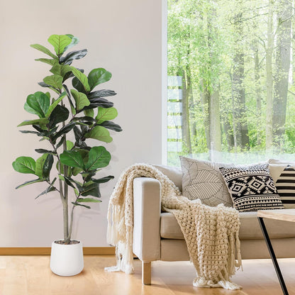 6ft Artificial Fiddle Leaf Tree Faux Plant Fake Ficus Lyrata Silk Trees