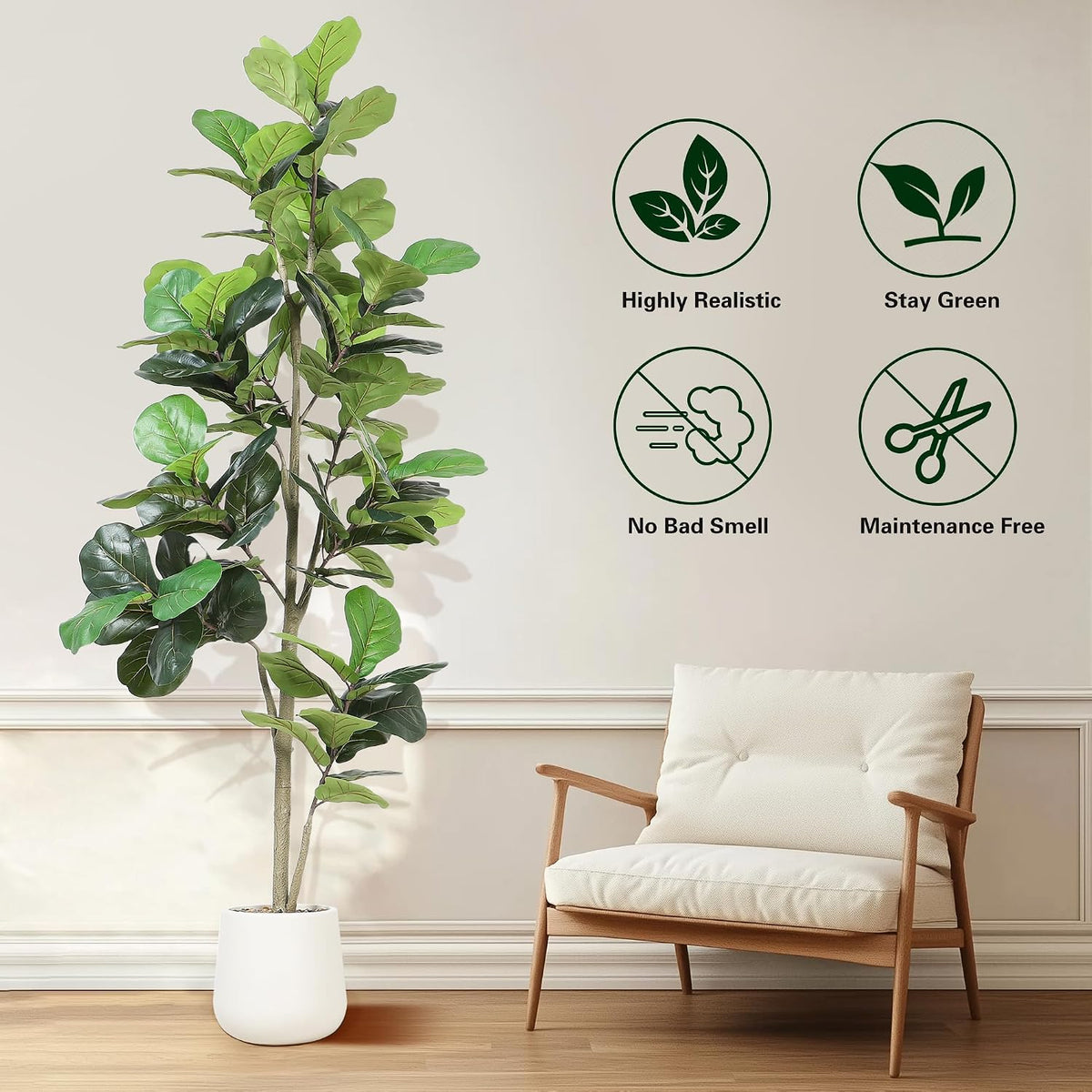 6ft Artificial Fiddle Leaf Tree Faux Plant Fake Ficus Lyrata Silk Trees