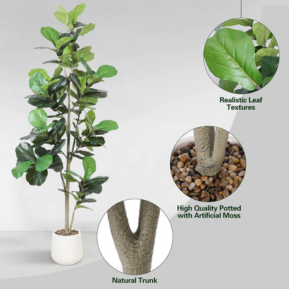 6ft Artificial Fiddle Leaf Tree Faux Plant Fake Ficus Lyrata Silk Trees