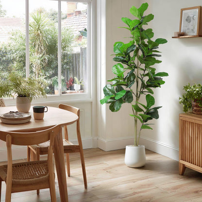 6ft Artificial Fiddle Leaf Tree Faux Plant Fake Ficus Lyrata Silk Trees