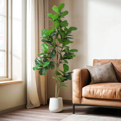 6ft Artificial Fiddle Leaf Tree Faux Plant Fake Ficus Lyrata Silk Trees