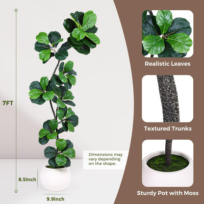 6ft Artificial Fiddle Leaf Tree Faux Plant Fake Ficus Lyrata Silk Trees