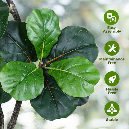 6ft Artificial Fiddle Leaf Tree Faux Plant Fake Ficus Lyrata Silk Trees