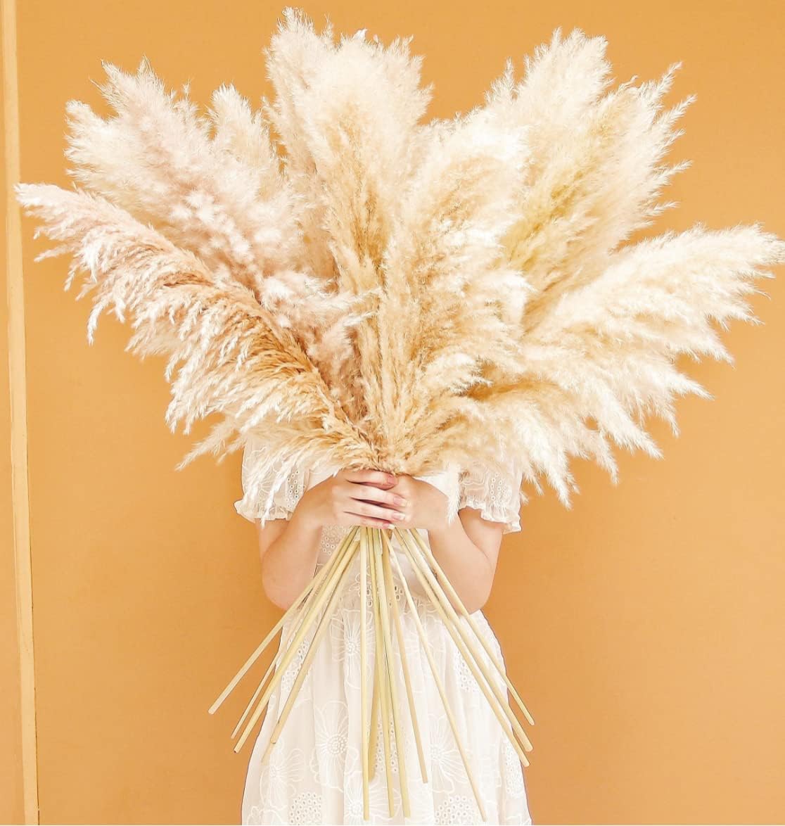 40" inch 10 Stems Natural Pampas Grass Decor Tall, pompas Grass, Tall Pampas Grass for Wedding, Party, Farmhouse, Boho Home Decor