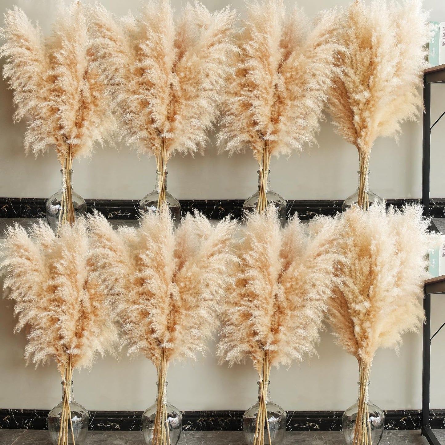 40" inch 10 Stems Natural Pampas Grass Decor Tall, pompas Grass, Tall Pampas Grass for Wedding, Party, Farmhouse, Boho Home Decor