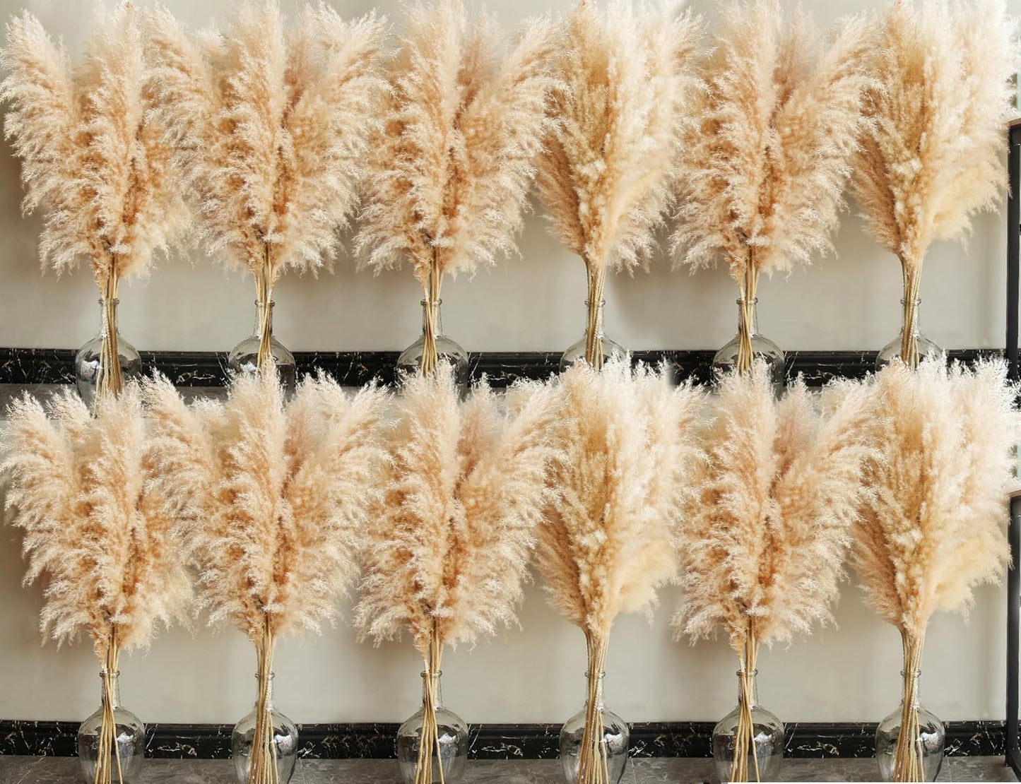 40" inch 10 Stems Natural Pampas Grass Decor Tall, pompas Grass, Tall Pampas Grass for Wedding, Party, Farmhouse, Boho Home Decor