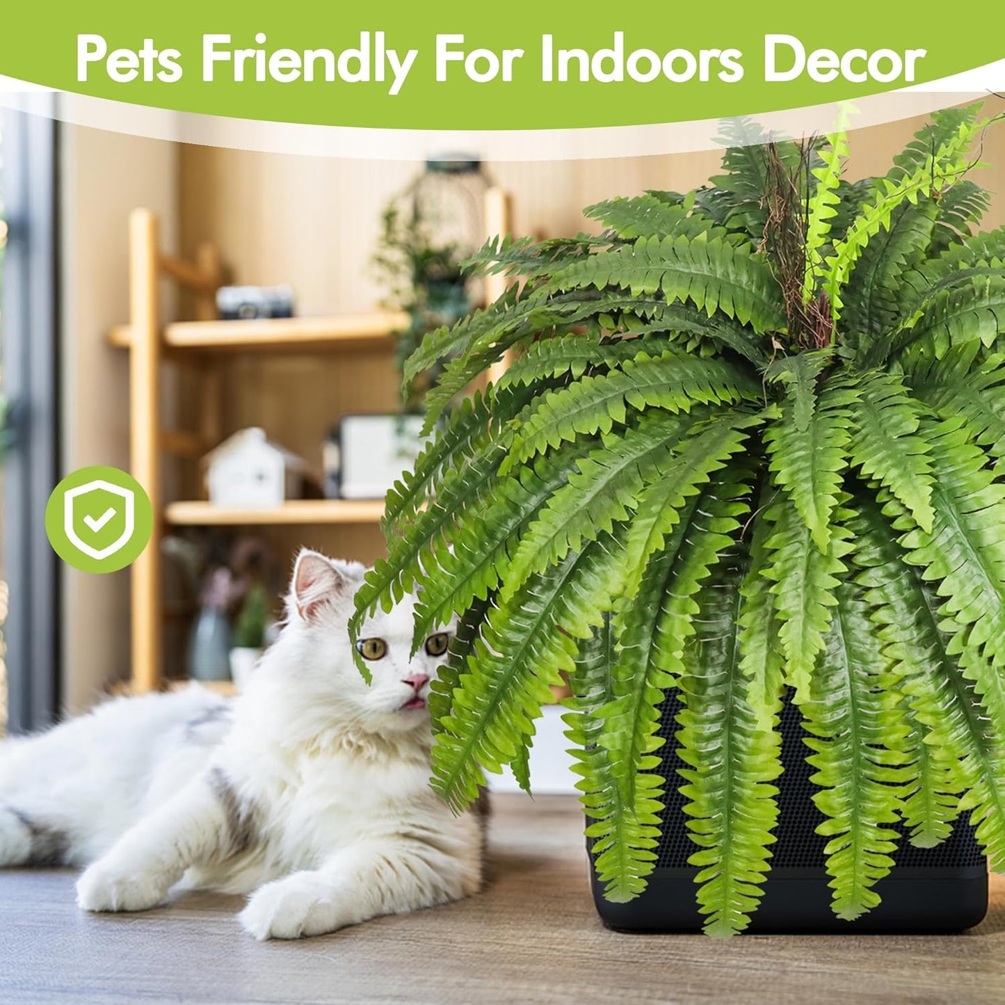 Artificial Ferns for Outdoors & Indoors, 51in Large Fake Ferns Plants, Artificial Boston Fern Faux Greenery for Porch Entrance Home Decor