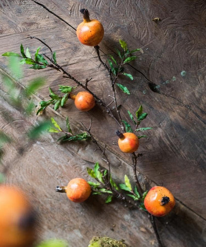 Rustic Reach Artificial Pomegranate Fruit Fake Plant Branches | Indoor Fall Decor | Pomegranate Stem Fake Tree | Home Office Table Decorative Accent - 36" Tall (1 Stem)