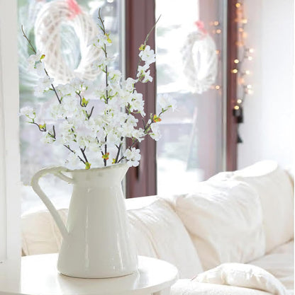 3 Pcs Artificial Cherry Blossom Branches Flowers White Silk Peach Flowers Bulk Faux Spring Branches Arrangement Fake Cherry Stems for Indoor Outdoor Party DIY Wedding Table Vase Decor