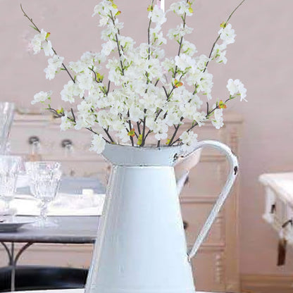 3 Pcs Artificial Cherry Blossom Branches Flowers White Silk Peach Flowers Bulk Faux Spring Branches Arrangement Fake Cherry Stems for Indoor Outdoor Party DIY Wedding Table Vase Decor