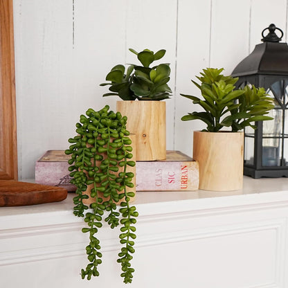 Artificial Succulents Plastic Artificial Green Plant for Office, Fake Succulents for Home Decoration (Set of 2 Succlents in Pots)